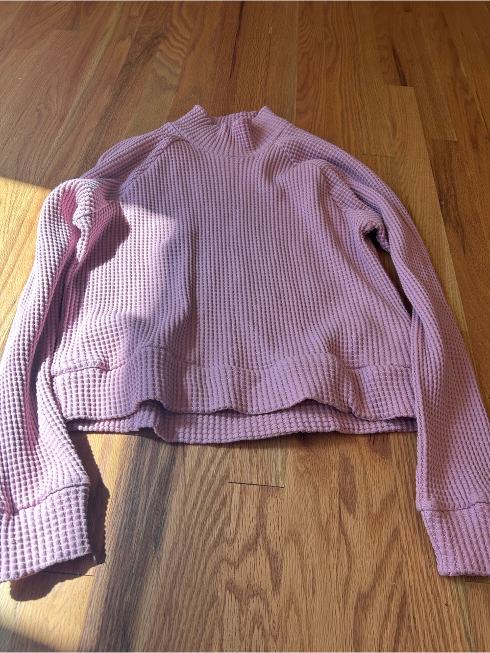 North Face Pink Waffle Knit Mock Neck Women's Top